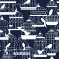 Birdcages Seamless Pattern Vector illustration Royalty Free Stock Photo