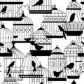 Birdcages Silhouettes Seamless Pattern vector Royalty Free Stock Photo