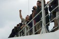 Birders on deck of the Pride of Bilbao, Vogelaars op het dek van