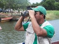 Birders in the outdoors birdwatching during Global Shorebird Counting Program
