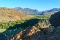 Birdeye panoramic view over mountain valley