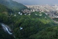 Birdeye view of Kobe cityscape , mountain,forest and Nunobiki w Royalty Free Stock Photo
