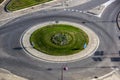 Birdfly view of road roundabout