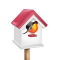 Birdhouse with bird Royalty Free Stock Photo