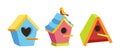 Birdhouse bird cartoon set birdbox house vector