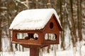 Birdhouse bird house animal protection feed winter day snow roof Royalty Free Stock Photo