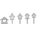 Birdhouse icon vector set. Feeder illustration sign collection. Bird symbol or logo. Royalty Free Stock Photo