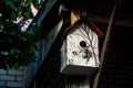 Birdhouse made of birch bark Royalty Free Stock Photo