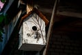 Birdhouse made of birch bark Royalty Free Stock Photo