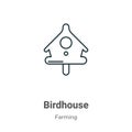 Birdhouse outline vector icon. Thin line black birdhouse icon, flat vector simple element illustration from editable gardening Royalty Free Stock Photo