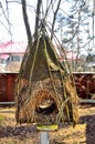 Birdhouse straw, nesting box Royalty Free Stock Photo