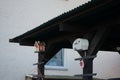 Birdhouses and bird feeders in the garden. Berlin, Germany