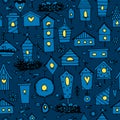 Birdhouses, seamless pattern for your design