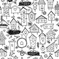 Birdhouses, seamless pattern for your design