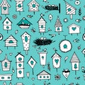 Birdhouses, seamless pattern for your design