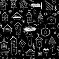 Birdhouses, seamless pattern for your design