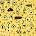 Birdhouses, seamless pattern for your design