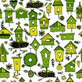 Birdhouses, seamless pattern for your design