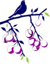 Birdie on a plum branch Royalty Free Stock Photo