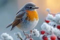 Birding in frost Nature enthusiasts spotting and appreciating winter avian beauty