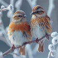 Birding in frost Nature enthusiasts spotting and appreciating winter avian beauty