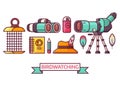 Birding and Birdwatching Ornithology Icons Royalty Free Stock Photo