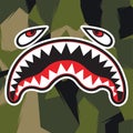 Flying Tiger Shark Mouth Sticker Vinyl Smile Camo Vector illustrator