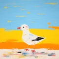 Minimalist Seagull Painting: Bold Lines, Bright Colors, Large Scale Artwork Royalty Free Stock Photo