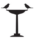 Birds on Bird Bath in Silhouette Royalty Free Stock Photo