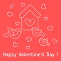 Birds, birdhouse and hearts. Valentine's Day