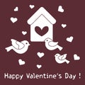Birds, birdhouse and hearts. Valentine's Day