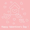 Birds, birdhouse and hearts. Valentine's Day