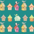 Birds and birdhouses Royalty Free Stock Photo