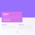 Birds concept with thin line icons set: dove, owl, penguin, sparrow, swallow, kiwi, parrot, eagle, humming bird, pink flamingo. Royalty Free Stock Photo