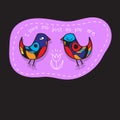 Birds Couple in Love. Great illustration for greeting cards, wedding invitation and other graphical needs.