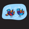 Birds Couple in Love. Great illustration for greeting cards, wedding invitation and other graphical needs.