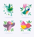 Birds different foliage nature fauna flora design