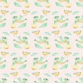 Birds and dino, seamless pattern Royalty Free Stock Photo
