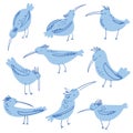 Birds doodle illustration. Crowd of birds seagulls. Hand draw