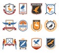 Birds Emblems Flat Icons Collection Royalty Free Stock Photo