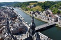 Birds eye view, Dinant, city at Meuse river in Belgium