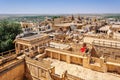 Birds eye view of Jaisalmer city from Golden Fort of Jaisalmer, Royalty Free Stock Photo