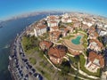 Birds eye view of luxury houses and a swimming pool at Uskudar, Istanbul Royalty Free Stock Photo