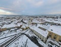 Birds eye view over historic city center of Sibiu, Romania Royalty Free Stock Photo