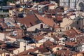 Birds eye view of red-tiled rooftops of Florence historic centre in Italy Royalty Free Stock Photo
