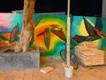 Birds flying mural in playa del carmen