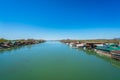 Birds flying over Ada Bojana river