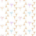 Birds and Footsprint Pastel Colored Simple Seamless Pattern on White Background