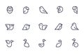 Birds icon set, Thin line pictograms