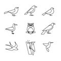 Birds icons thin line art set Royalty Free Stock Photo